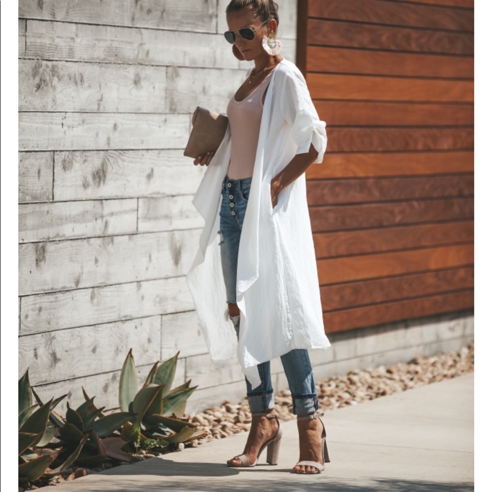 VICI white long duster cardigan brand new!